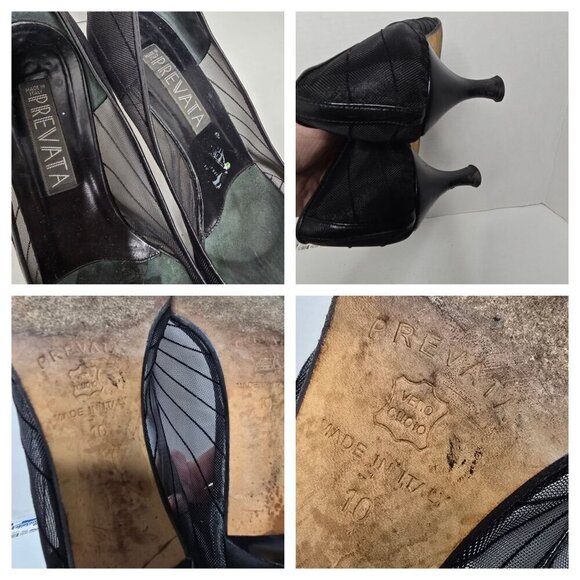 Vintage 80s 90s Black Mesh Prevata Pump High Heels Size 10 - Picture 7 of 16